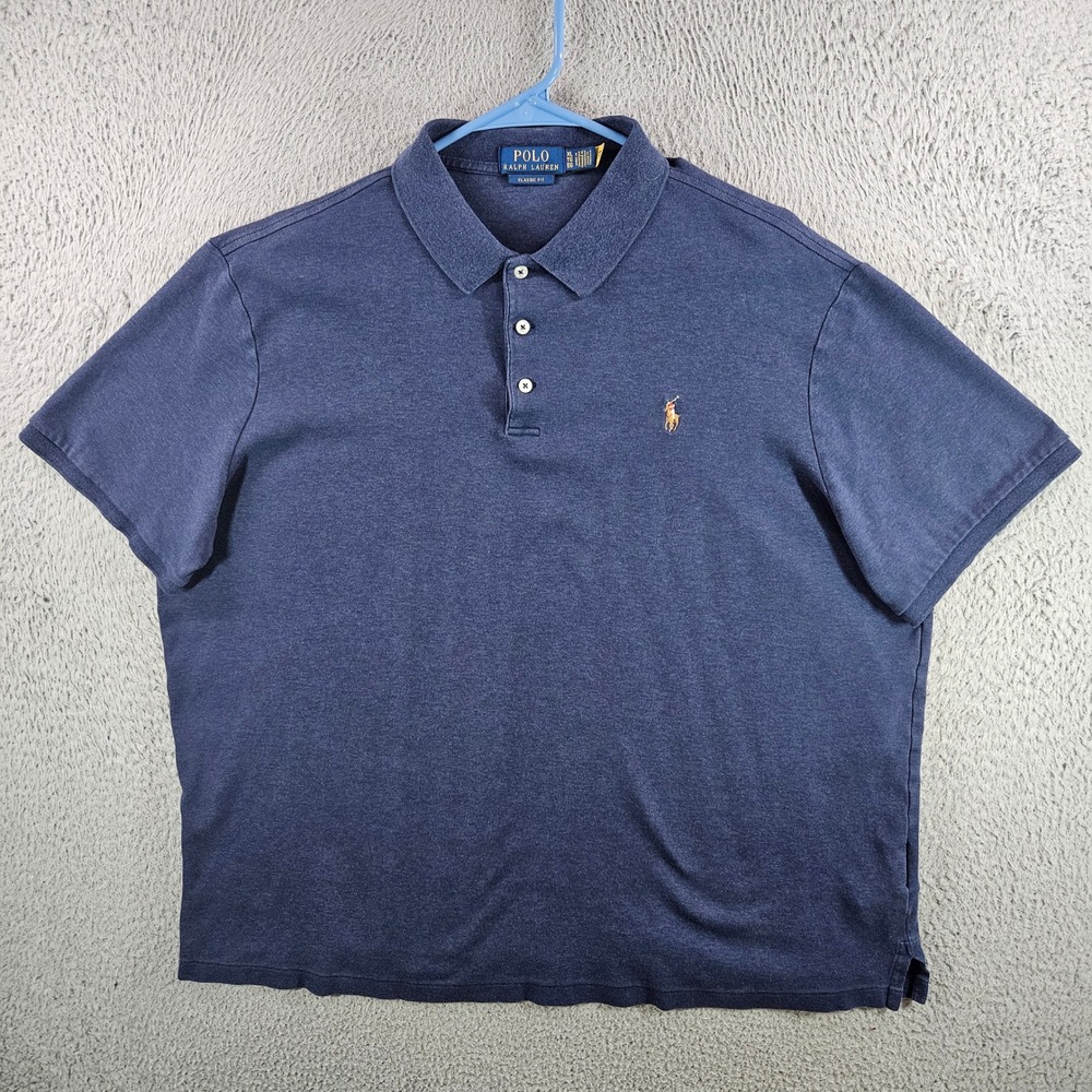 Polo Ralph Lauren Mens XL‎ Classic Fit Navy Blue Short Sleeve Cotton Polo Shirt